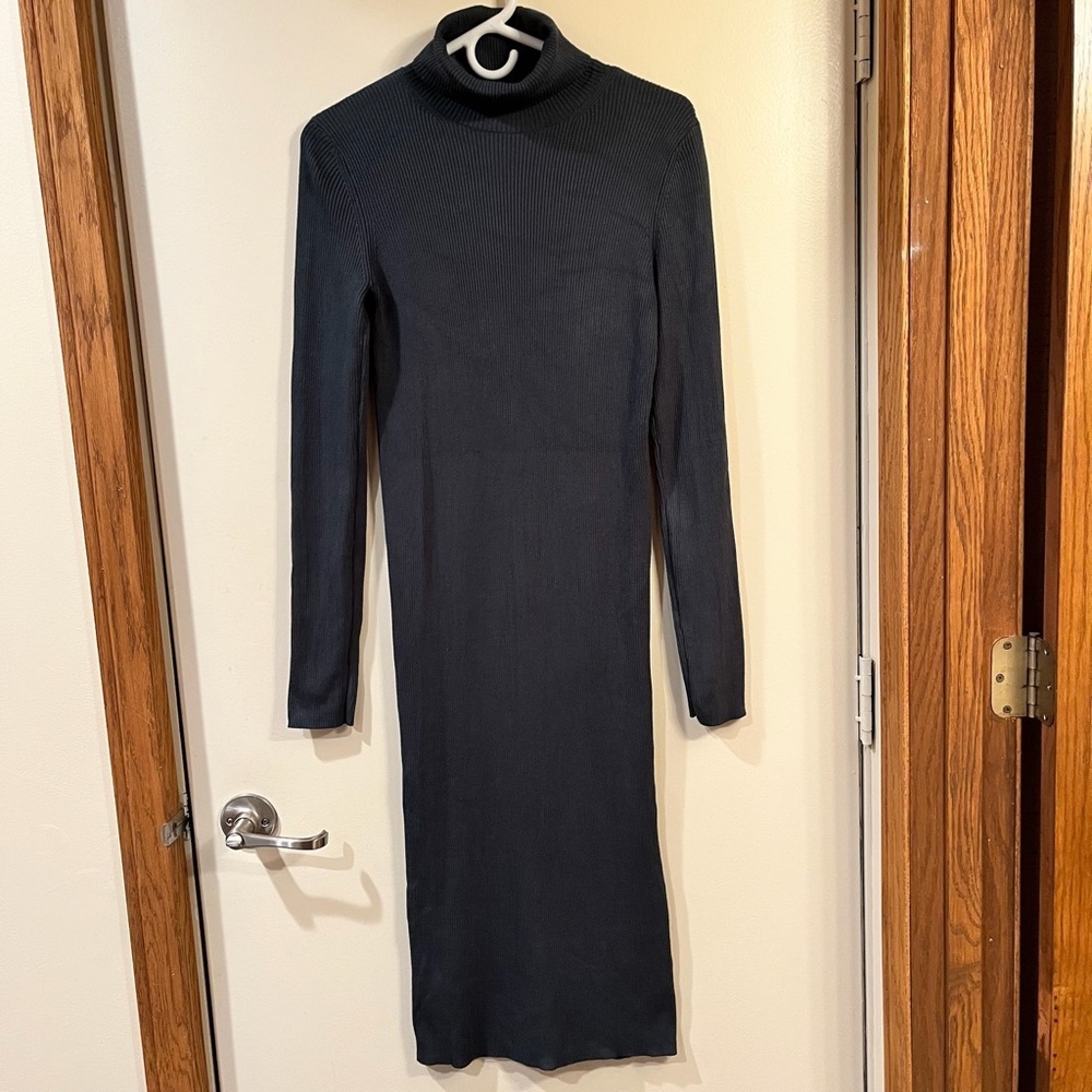 Express Forest Green Ribbed Bodycon Turtleneck Maxi Dress - Size Medium